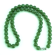 Natural Hetian jade necklace green jade 8MM ball necklace for men and women jade necklace with certificate