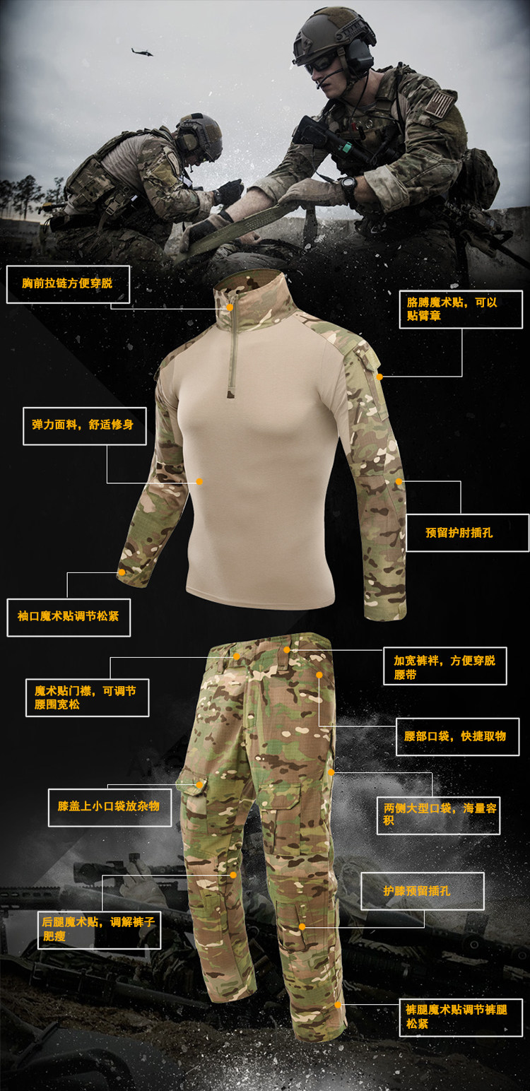 美国沙漠数码蛙服 特种兵军迷作战服 cs野战套装 男户外作训服
