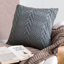 Cotton fishbone knitted cushion cover Solid color knitted wool cushion pillow set Decorative cushion Car waist pad