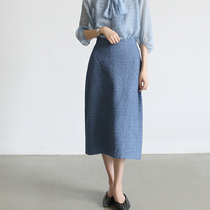 LIMONN high waist three-dimensional relief texture half-length skirt back split temperament chic fashionable female elegant half skirt