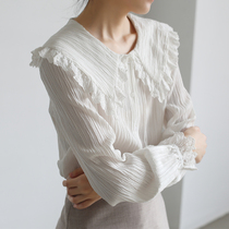 LIMONN autumn new shirt female design sense niche retro big lapel commuter shirt white lady shirt