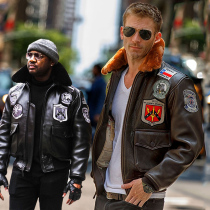 American G1 leather clothing high-flying jacket lapel collar cowhide A2 Atang can be demolished hair collar military fan leather jacket