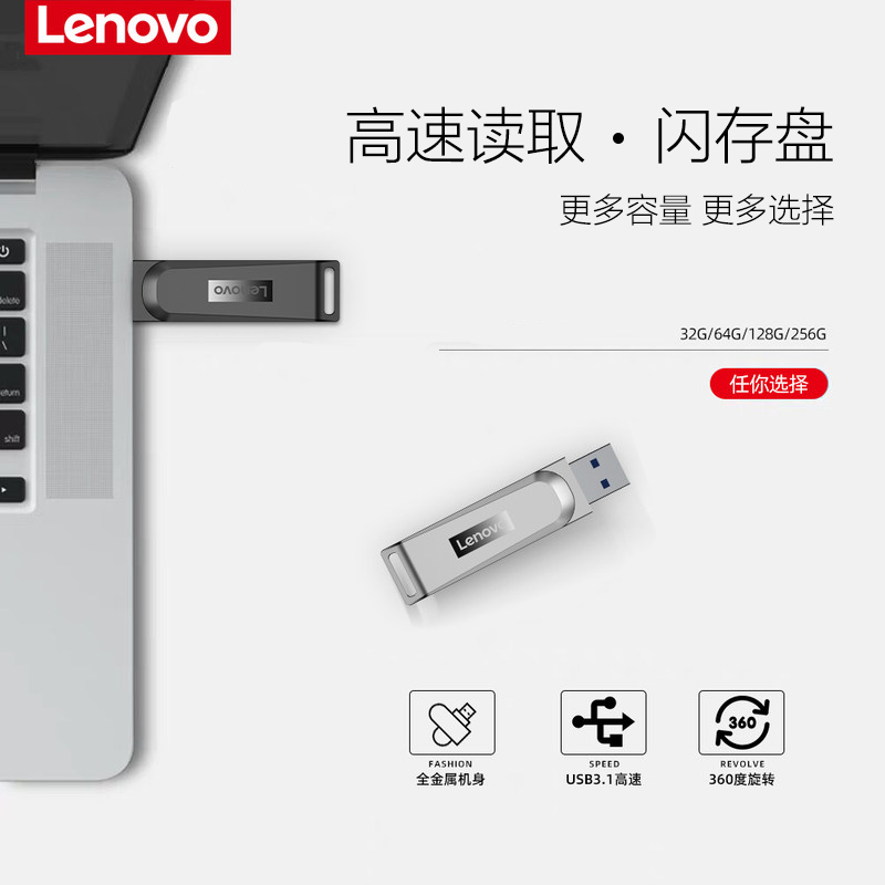 Lenovo 联想小新 X3 USB3.1 高速U盘 闪存盘 64GB 天猫优惠券折后￥49.9包邮（￥59.9-10）2色可选