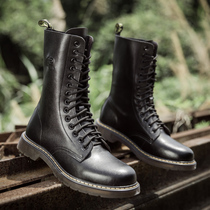 Winter Martin Boot Mens High Gang Inn Wind 100 lap retro Tooling Boots Black Horse Boots High Cylinder Long Boot Locomotive Leather Boots