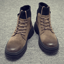 Winter Martin boots Mens wave High gang of work boots Inron craze Fur Genuine Leather Retro Tide Card Socks Mouth Mens Shoes
