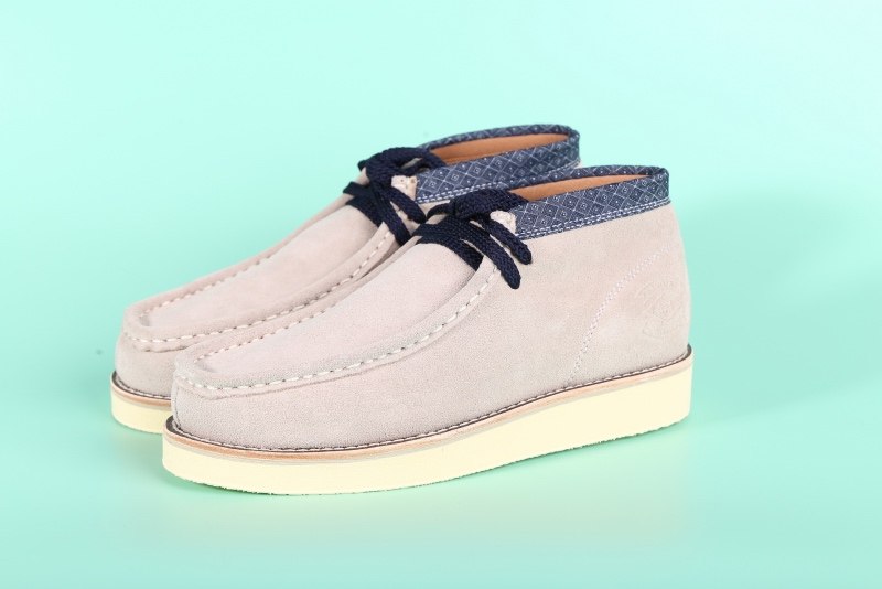 bless shoe wallabee boots 女装蓝染织布拼接麂皮袋鼠鞋休闲鞋