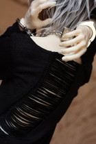 3 points SD17 large uncles BJD SD ova clothes DEEP-V collar black flow sumpurback T-SHIRT back to side waist