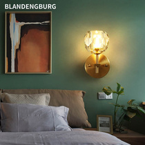 Nordic Style Light Lavish Crystal Wall Lamp Postmodern Brass Livingroom Bedroom Bedside Aisle Minimalnet Red Lamp