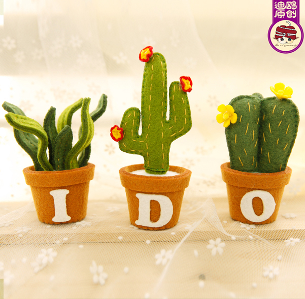 包邮新年多肉植物盆栽花盆儿童不织布手工diy制作布艺材料包