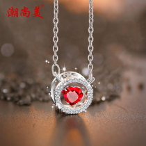 Chao Shangmei heart necklace pendant female Korean version of simple Mori 925 silver platinum plated choker personality cross chain