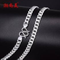 Chao Shangmei mens necklace sterling silver tank chain fashion silver chain trendy personality simple silver jewelry choker Japan and Korea
