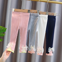 Girls leggings spring and autumn foreign style wear thin section 2021 new spring childrens pants female baby pants stretch