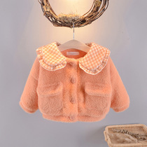 Childrens clothing Girls  autumn and winter clothes Western style female baby thickened coat 1 year old 2 baby winter sweater warm top tide