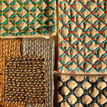 16-hole handmade thorn embroidery stitching fabric art Hand-sewn storage mat Tea mat cloth mat placemat