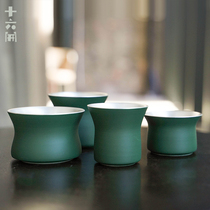 16 open cup handmade ceramic silver color latte Kabu hand-brewed coffee cup Green teacup simple household water cup