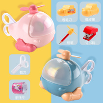 Childrens toys Early education Puzzle Stationery Pencil Eraser Roll Pen Knife Ruler Scissors Stapler knock-down airplane suit