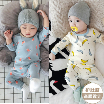  Baby baby child autumn clothes Autumn pants underwear warm clothes Autumn clothes set pure cotton mens eight-month baby spring and autumn