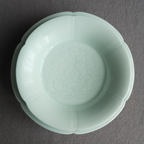 A song banquet tableware in landscape sunflower mouth folded along the plate Rice Bowl ceramic carving deep plate tea set pot fruit point