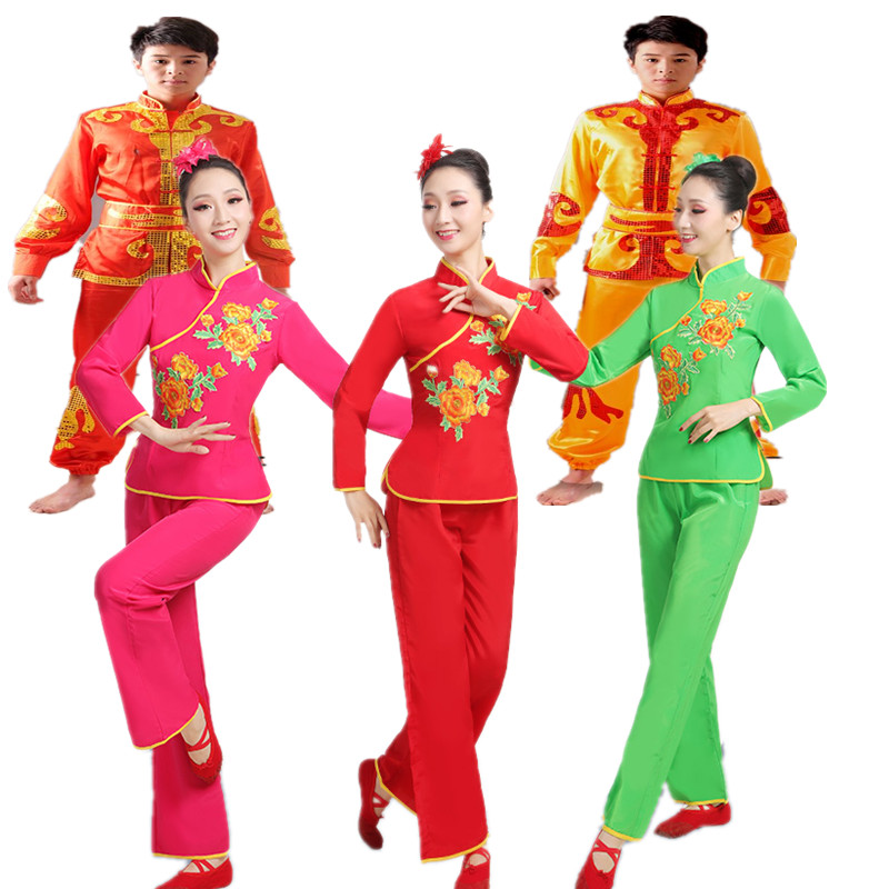 New seedlings song clothes men and women beating drum costumes to perform costumes waist drum and gong drum uniforms for dragon and lion dance group acting out-Taobao