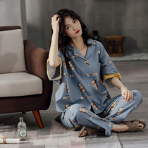 Mulong family new pajamas women Spring Summer cotton Korean short sleeve can go out leisure cotton home suit