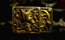 Tibet old belt buckle dragon pattern copper gilt gold official gold water thick Ming Dynasty high carving dragon pattern old belt buckle