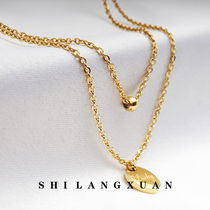 100 lap double necklace titanium steel color gold lucky letter rose gold 18K gold girl spot student Japan-ROK ornaments