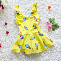 New childrens swimsuit cute ice cream skirt type conjoined girl middle child swimming swimsuit girl student swimsuit