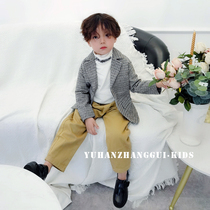 Boys small suit with single piece of single blouse plaid spring fall Inron Ocean Han version handsome gas baby casual Western suit jacket