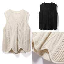  Zuais mothers homemade (twist small V)small fresh outer knitted twist braided wavy waistcoat female