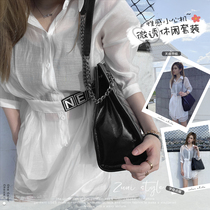  Zuai homemade (Goddess suit)Tencel plain retro Hong Kong style all-match loose mid-sleeve two-piece suit