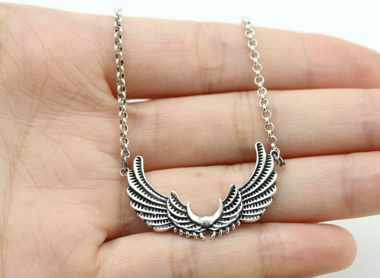 s925纯银复古天使之翼女锁骨链时尚气质个性吊坠项链短款生日礼物