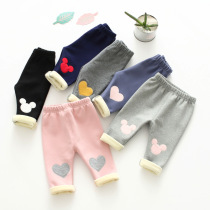 Baby big ass trousers with velvet and thick winter tide baby pants boys and girls pP pants pure cotton can open crotch