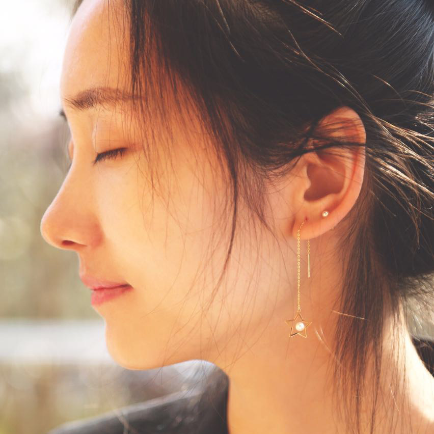 特【诠释时光的温柔】18k金 4mm 天然日本akoya珍珠耳环耳钉耳坠