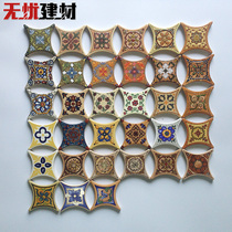 Round corner antique brick Retro small tile living room floor tile tile corner flower 75 floor tile parquet mango tile flower piece