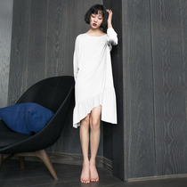Modal nightgown women Spring and Autumn long sleeve ladies summer thin irregular home clothes can be worn outside sexy pajamas tide tide