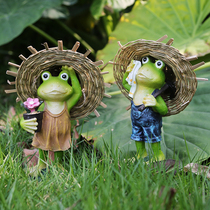 Straw hat frog Garden courtyard ornaments Villa balcony outdoor decoration Resin cute animal crafts creativity