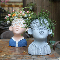 Portrait Creative pastoral Outdoor courtyard Garden decorative ornaments Home accessories Balcony arrangement Large flower pot cement basin