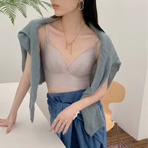 Spring and summer bra Women No steel ring Breasted Lace Without Marks triangular Cup Poly Woo Little Harness Beauty Vest style lingerie