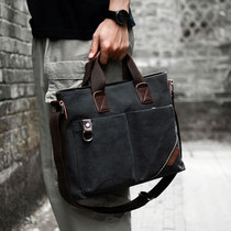 Trendy business mens bag portable briefcase large-capacity commuter canvas bag shoulder bag mens backpack messenger bag