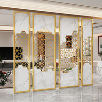 Living room metal screen partition folding modern simple mobile stainless steel porch barrier wall Net red popular titanium