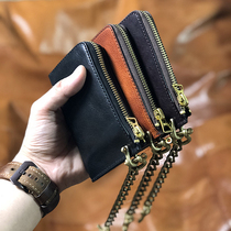 GURRS original handmade imported tanned cowhide car key Bag Mens retro leather card bag drivers license package