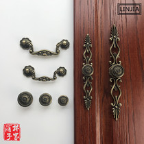 Green bronze European antique wardrobe door drawer handle Chinese simple furniture pastoral cabinet single hole handle 3346