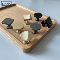 Nordic modern golden round handle American wardrobe door drawer handle new Chinese light luxury solid black square handle