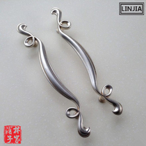 Ancient silver European antique retro wardrobe cabinet door drawer handle handle simple furniture pastoral handle 8919 large