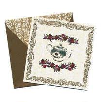 British tourism culture creative commemorative gift boutique half-fold blank universal greeting card Royal Tea set style
