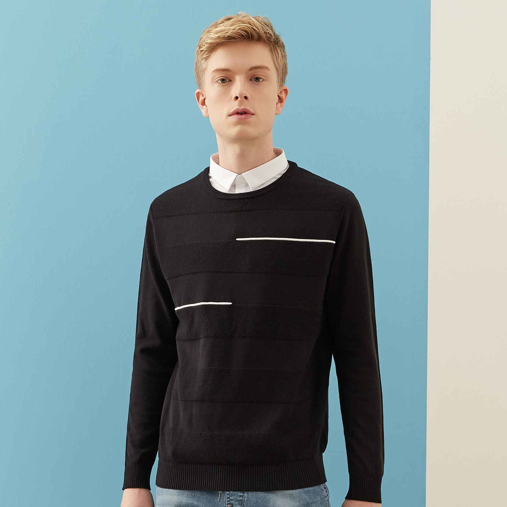 metersbonwe shirt collar fake two sweaters men's fall winter pullover