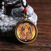 Small Thangka pendant Tibetan hand-painted portable Buddha card Yellow God of Wealth Natal Buddha Green mother Zodiac patron saint