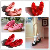 Joint body Tangguo doll shoes can be er 3cm mini baby shoes pink wedge shoes black simulation leather shoes single shoes