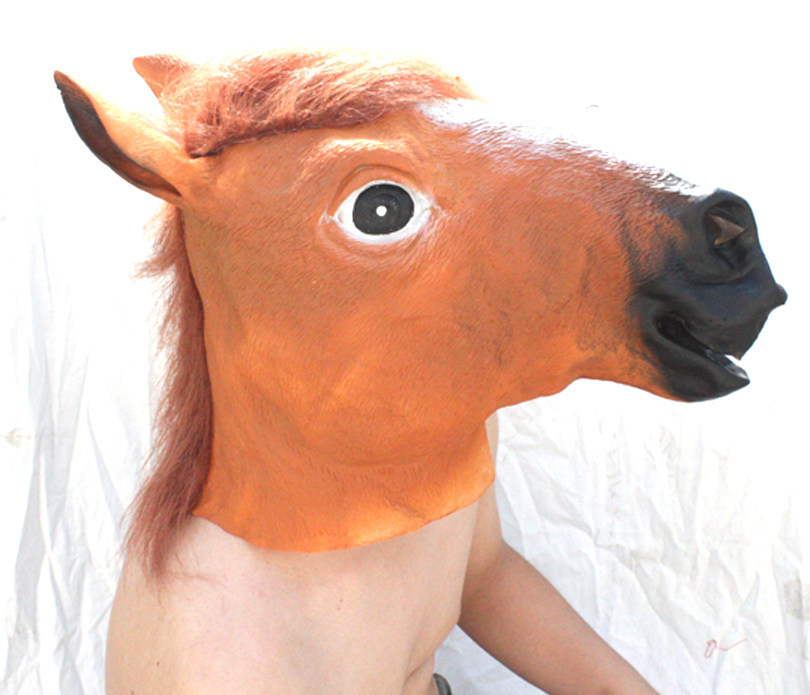万圣节千里驹白龙马面具 马帽子马头头套罩 狼马头面具