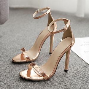 High-heeled Sandals Champagne Golden Fine-heeled Women’s Shoes  